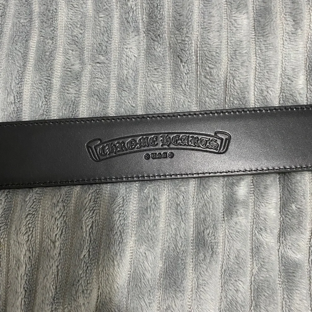 Chrome Hearts Leopard Print Calf Hair Belt in Tan and Black with Silver Buckle